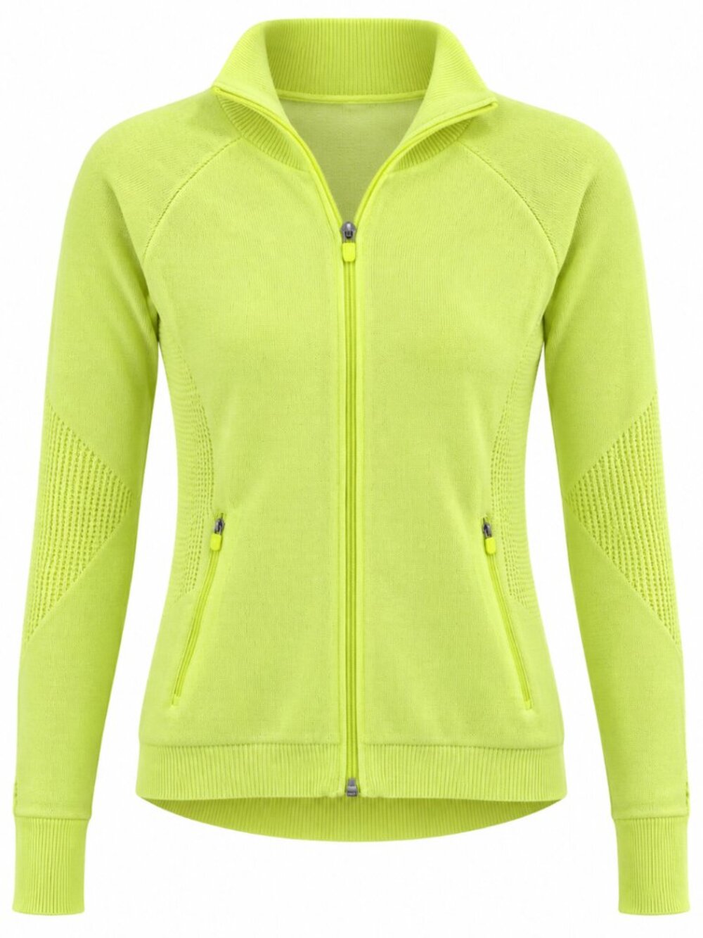 Lululemon Neon Lime Yellow Knit Full Zip Jacket Retro Sz 4